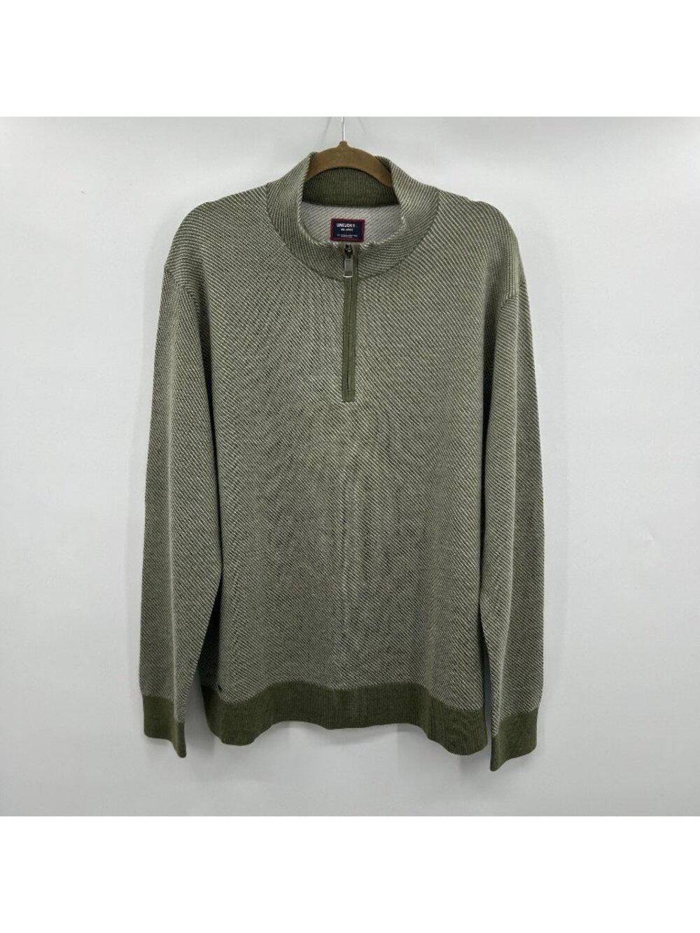 UNTUCKit Sweater Mens XXL Merino Wool Pullover Quarter Zip Mock Neck Green